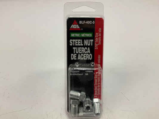 (5) AGS BLF-40C Brake Line Tube Nut, 3/16'' (M10 X 1.0) Inverted