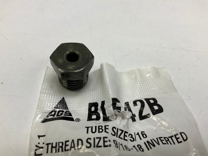 AGS BLF-42B Brake Line Steel Tube Nut, 3/16'' (9/16''-18 Inverted)