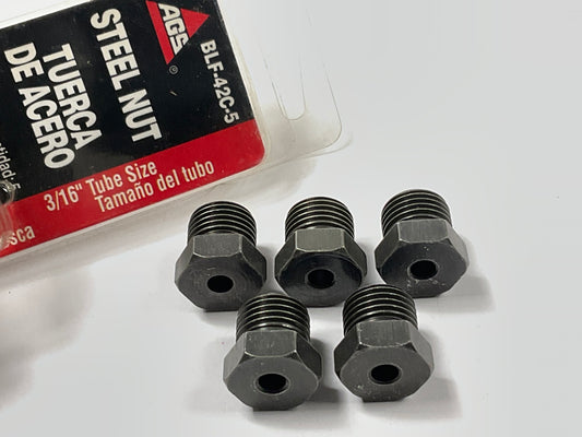 (5) AGS BLF-42C  Brake Line Tube Nut, 3/16'' (9/16''-18) Inverted