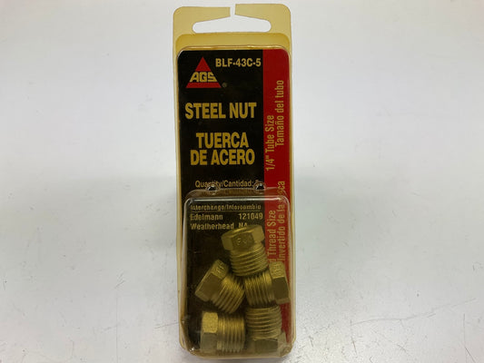 (5) AGS BLF-43C Brake Line Tube Nut, 1/4'' (9/16''-18) Inverted