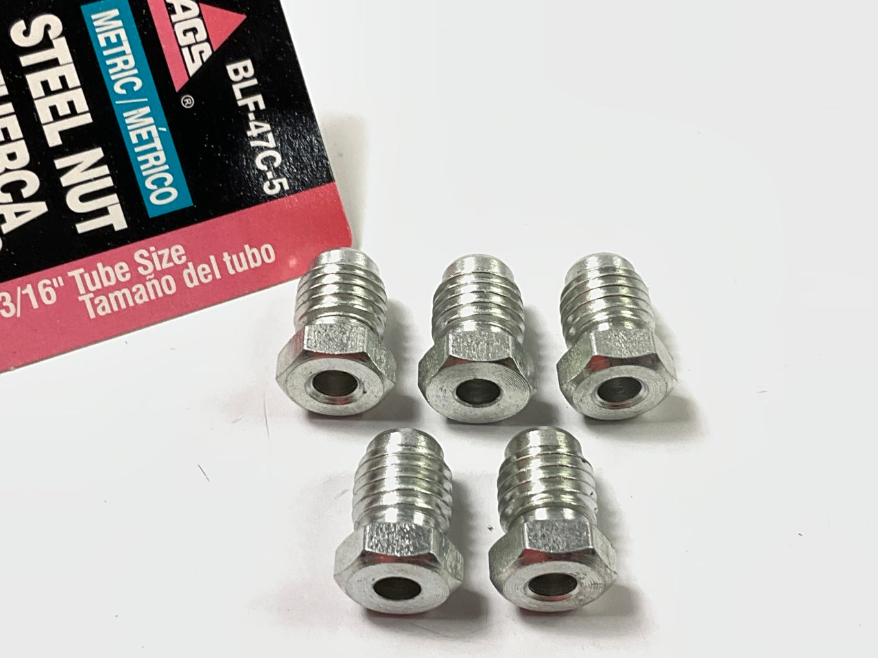 (5) AGS BLF-47C Brake Line Tube Nut, 3/16'' (M11 X 1.5) Bubble