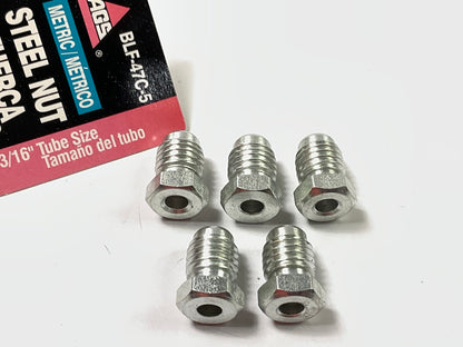 (5) AGS BLF-47C Brake Line Tube Nut, 3/16'' (M11 X 1.5) Bubble