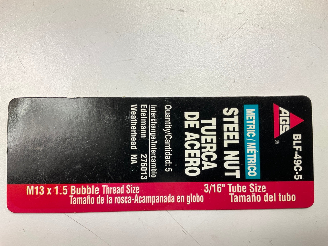 (5) AGS BLF-49C Steel Tube Nut, 3/16'' (M13 X 1.5) Bubble