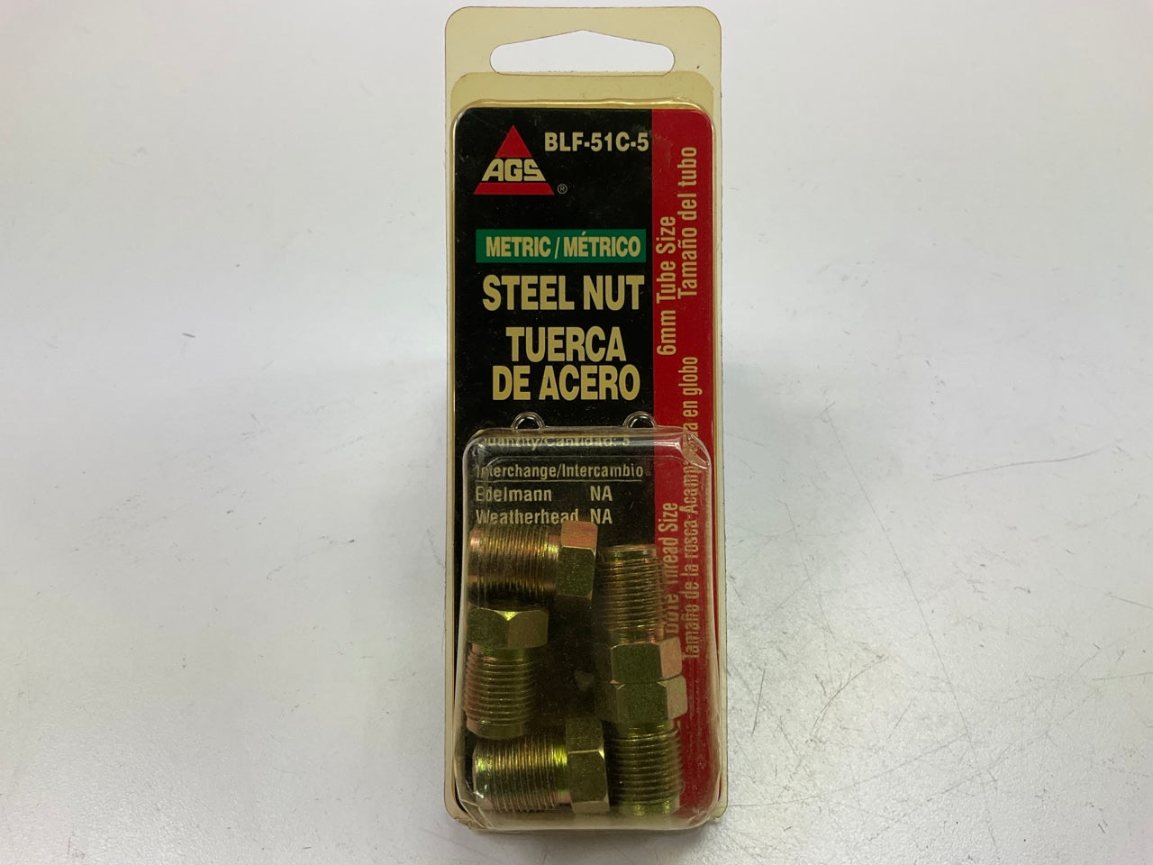 (5) AGS BLF-51C Brake Line Steel Tube Nut, 6mm (M12 X 1.0) Bubble