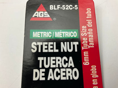 (5) AGS BLF-52C Brake Line Steel Tube Nut, 6mm (M12 X 1.5) Bubble