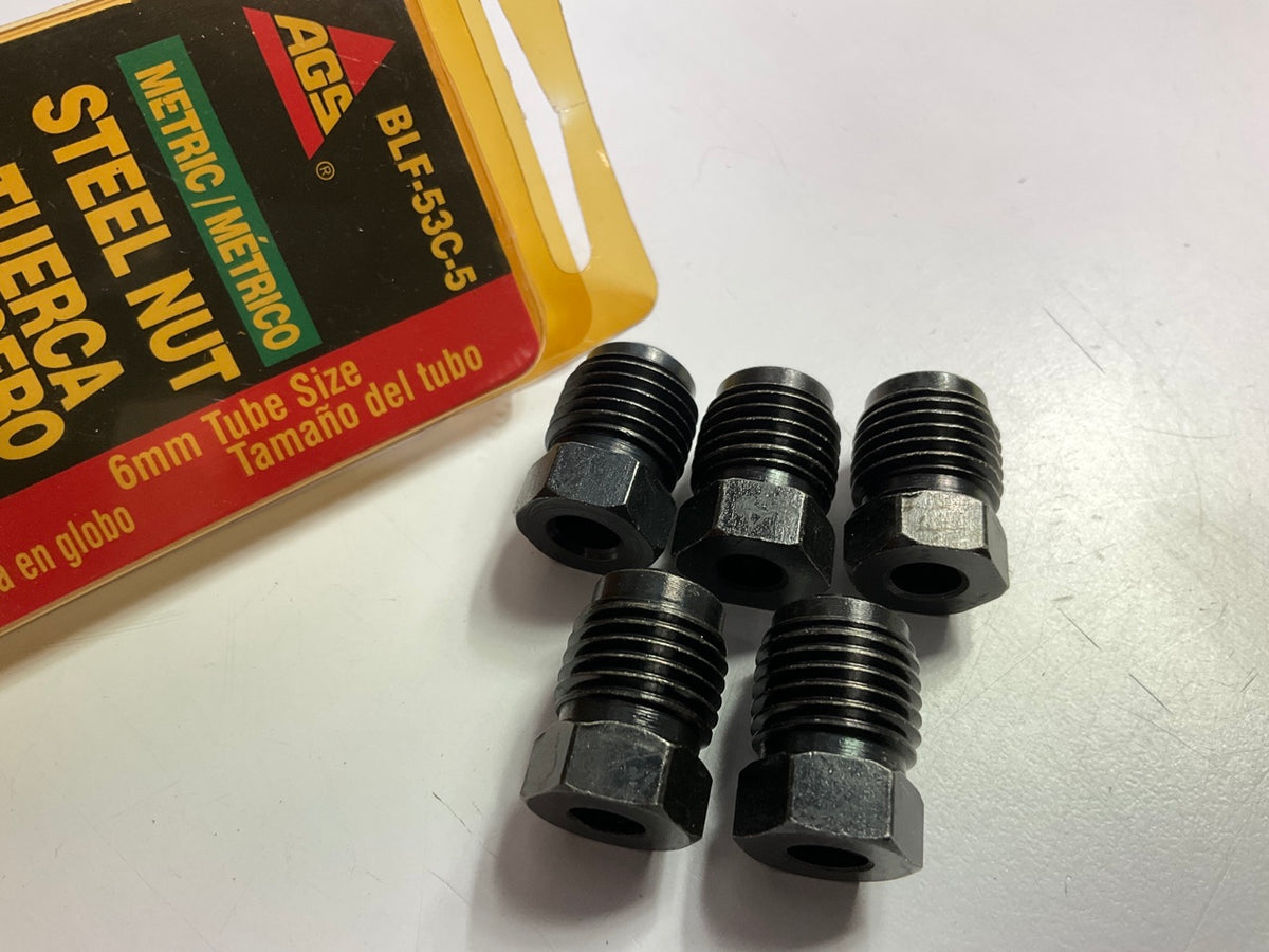 (5) AGS BLF-53C Brake Line Steel Tube Nut, 6mm (M14 X 1.5) Bubble