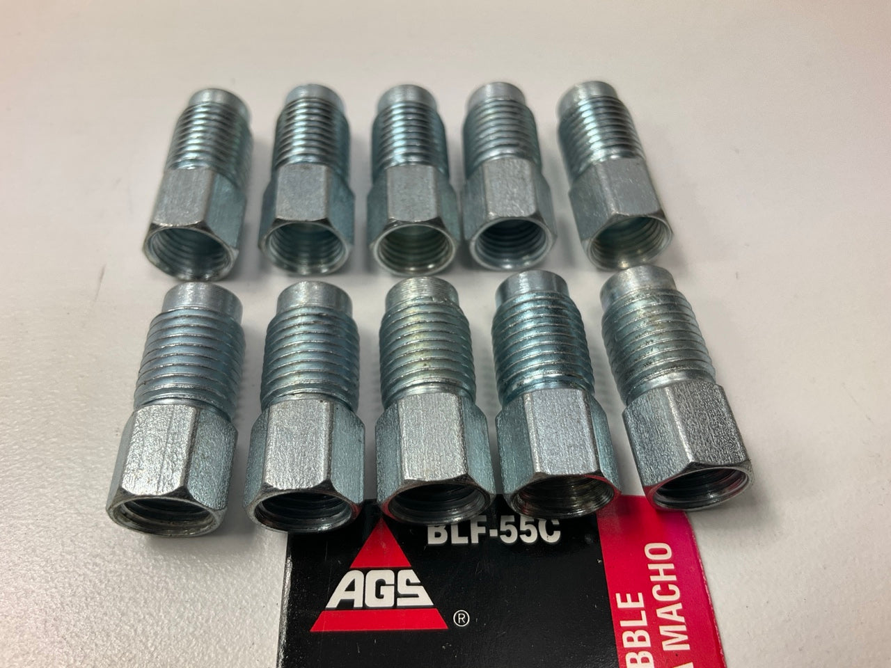 (10) AGS BLF-55C Steel Brake Fitting Adapters, 3/8''-24 Bubble To 7/16''-20 Bubble
