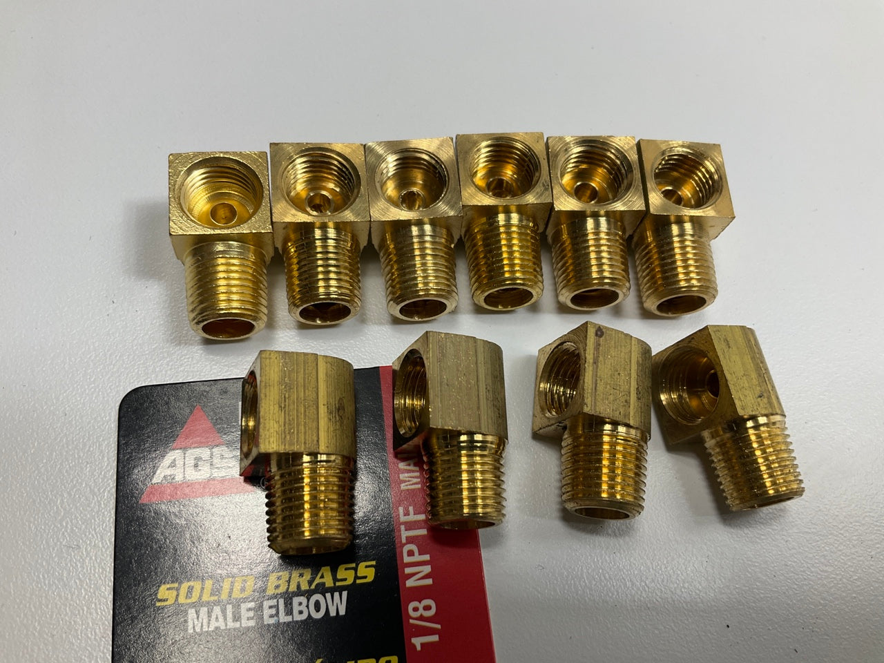 (10) AGS BLF-56C Brass Male Elbow, 3/8''-24 Inverted To 1/8'' NPT