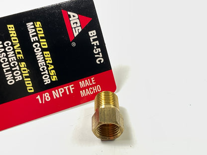 AGS BLF-57C Brass Male Connector, 3/8''-24 Inverted To 1/8'' NPT