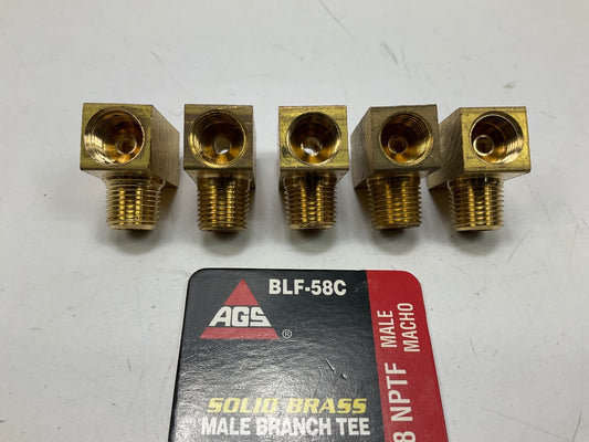 (5) AGS BLF-58C Brass Male Branch Tee, 3/8''-24 Inverted To 1/8'' NPT