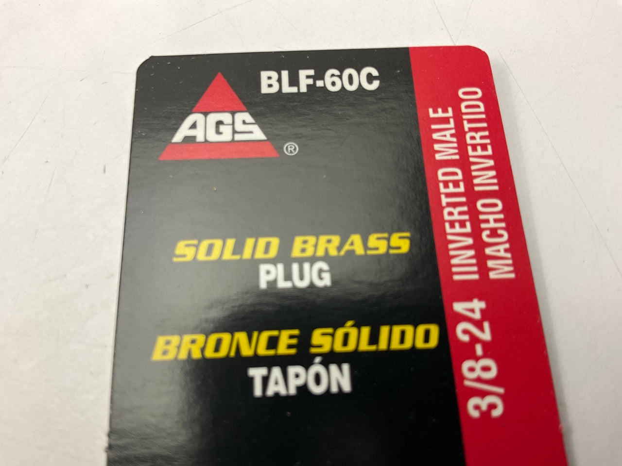 AGS BLF-60C Brake Line Brass Plug - 3/8''-24 Inverted