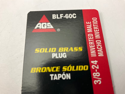 AGS BLF-60C Brake Line Brass Plug - 3/8''-24 Inverted
