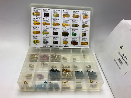 (8) AGS BLFA 3/16'' Tube Nut, Union, Adapter Fitting Assortment, 24 SKU