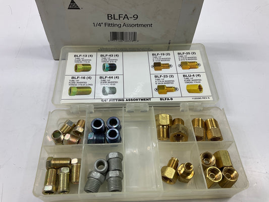 AGS BLFA-9  1/4 Tube Nut, Union, Adapter Fitting Assortment, 8 SKU Kit