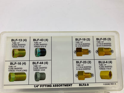 AGS BLFA-9  1/4 Tube Nut, Union, Adapter Fitting Assortment, 8 SKU Kit