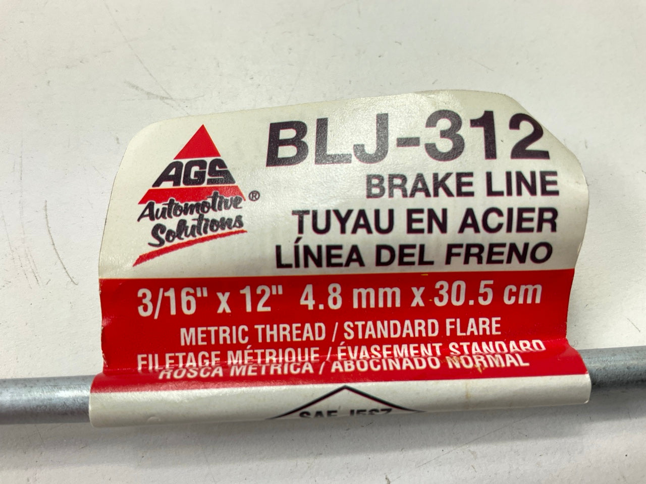 AGS BLJ-312 Japanese Steel Brake Line - 3/16'' Diameter X 12'' Length, M10x1.0