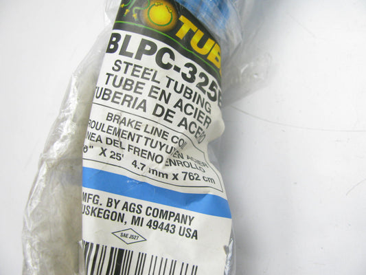 (3) AGS BLPC-425B BLAZIN BLUE Carbon Steel Pro-Tube Brake Line 3/16'' X 25'