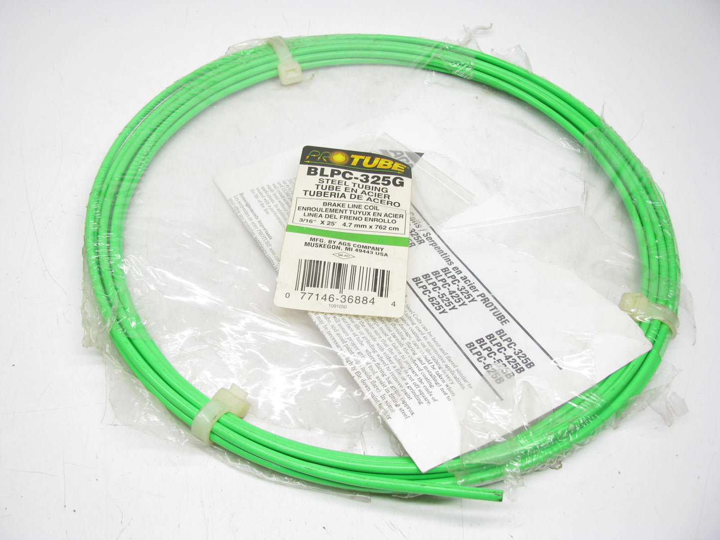 AGS BLPC-325G  3/16'' X 25' Go-Fast Green Carbon Steel Brake Line