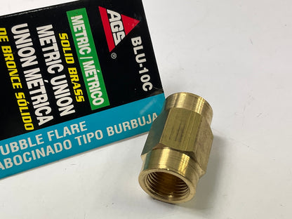 AGS BLU-10C Brass Brake Line Union, 6mm (M12x1.0 Bubble)