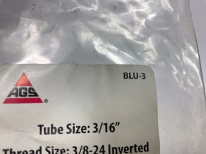 (5) AGS BLU-3 Brake Line Union 3/16'' Tube Size, 3/8-24 Inverted Thread Size