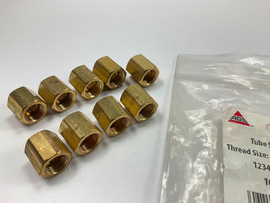 (9) AGS BLU-4 Brass Brake Line Union, 1/4'' (7/16''-24 Inverted)