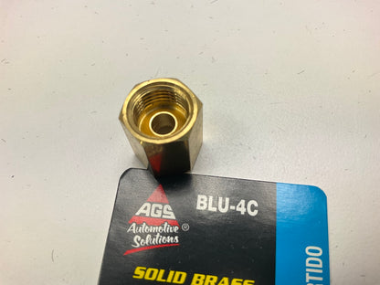 AGS BLU-4C Brass Brake Line Union, 1/4'' (7/16''-24 Inverted)