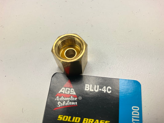 AGS BLU-4C Brass Brake Line Union, 1/4'' (7/16''-24 Inverted)