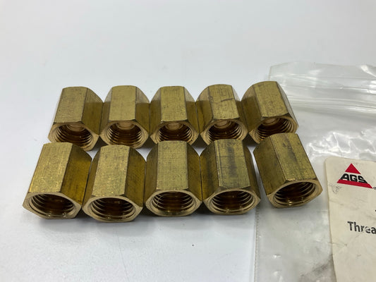 (10) AGS BLU-5 Brass Brake Line Union, 5/16'' (1/2''-20 Inverted)