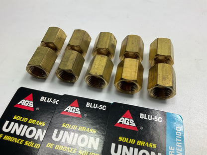 (10) AGS BLU-5C Brass Brake Line Union, 5/16'' (1/2''-20 Inverted)
