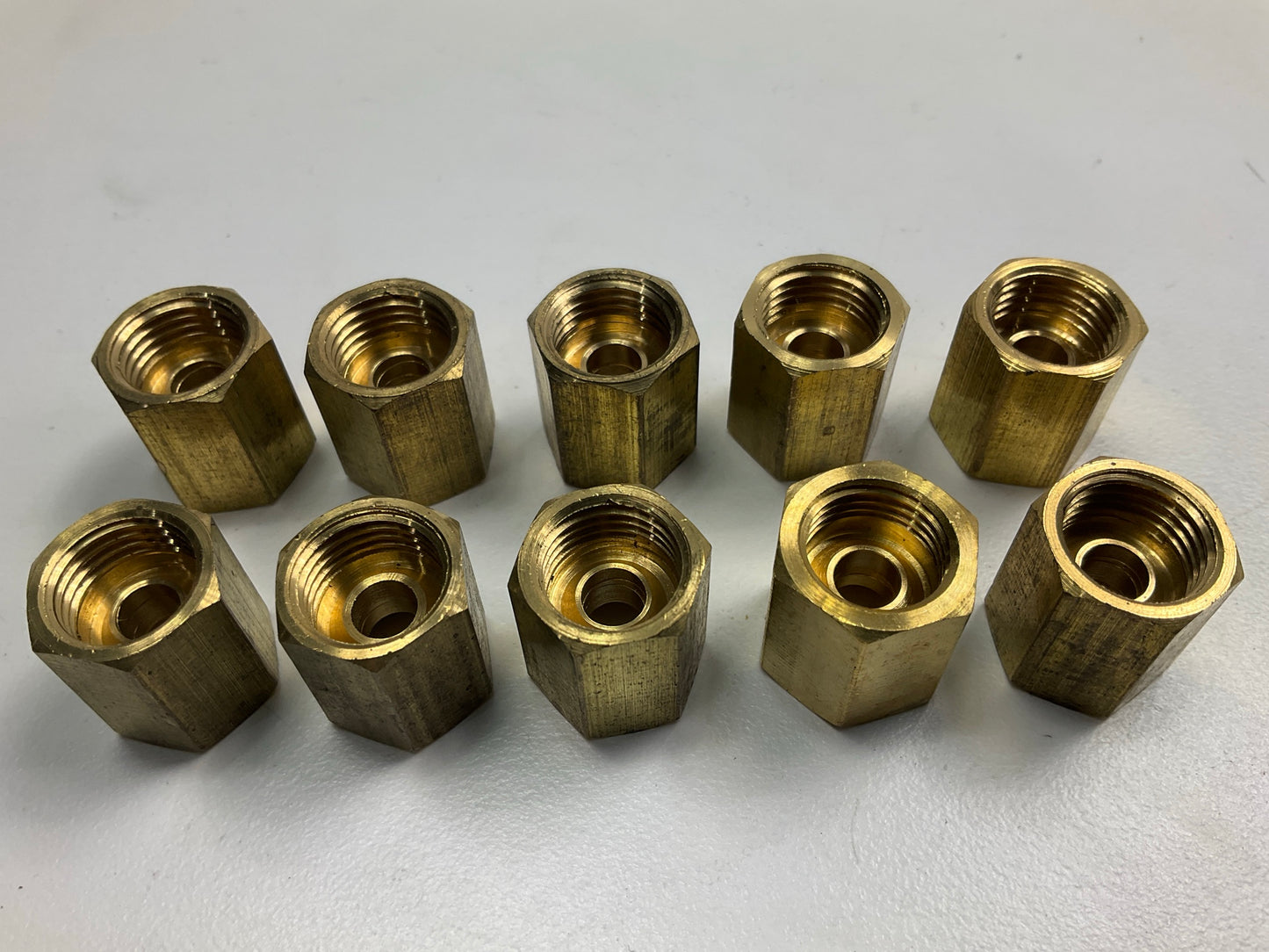 (10) AGS BLU-5C Brass Brake Line Union, 5/16'' (1/2''-20 Inverted)