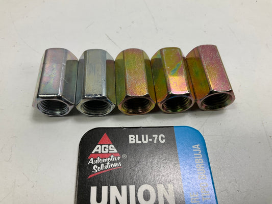 (5) AGS BLU-7C Steel Brake Line Union, 3/16'' (3/8''-24 Bubble)