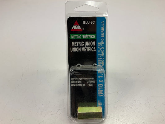 AGS BLU-8C Steel Brake Line Union, 3/16'' (M10x1.0 Bubble)