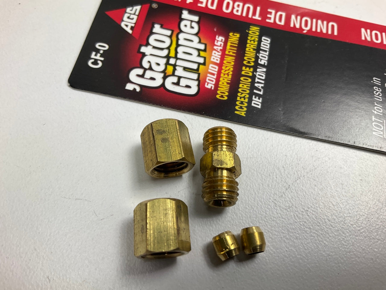 AGS CF-0 Brake Line Brass Compression Union, 1/8''