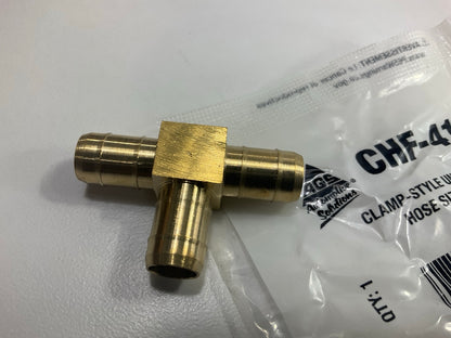 AGS CHF-41B 3/8'' Clamp Union Tee, Brass - Connect Three Hoses ''T'' Union Fitting