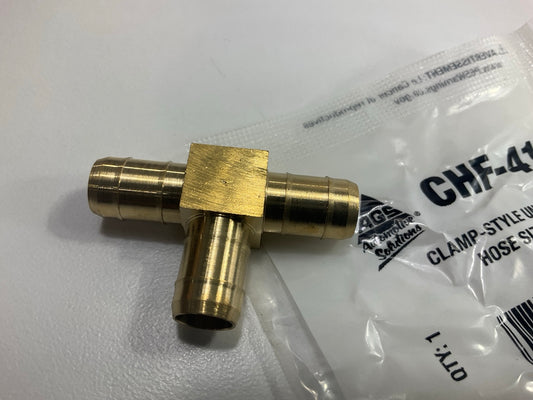 AGS CHF-41B 3/8'' Clamp Union Tee, Brass - Connect Three Hoses ''T'' Union Fitting