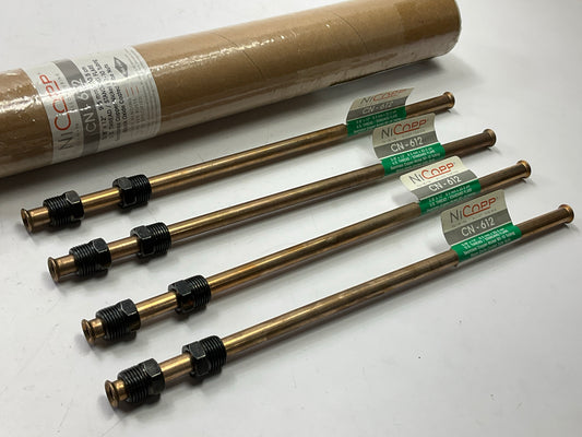 (4) AGS CN-612 3/8'' X 12'' Domestic NiCopp US Thread Standard Flare Brake Lines