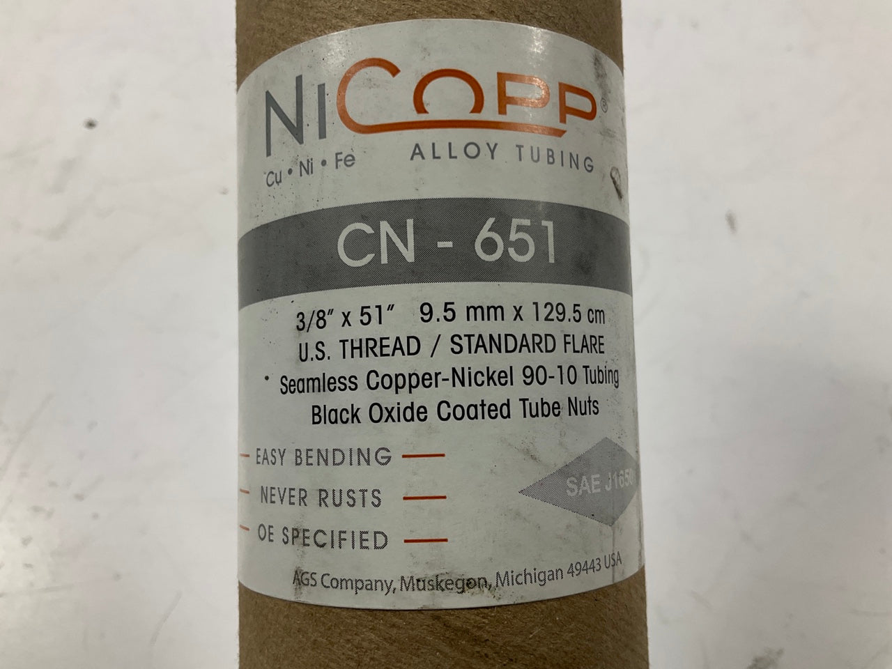 (4) AGS CN-651 NiCopp Copper Nickel Alloy Brake Line: 51'' Long, 3/8'' Diameter