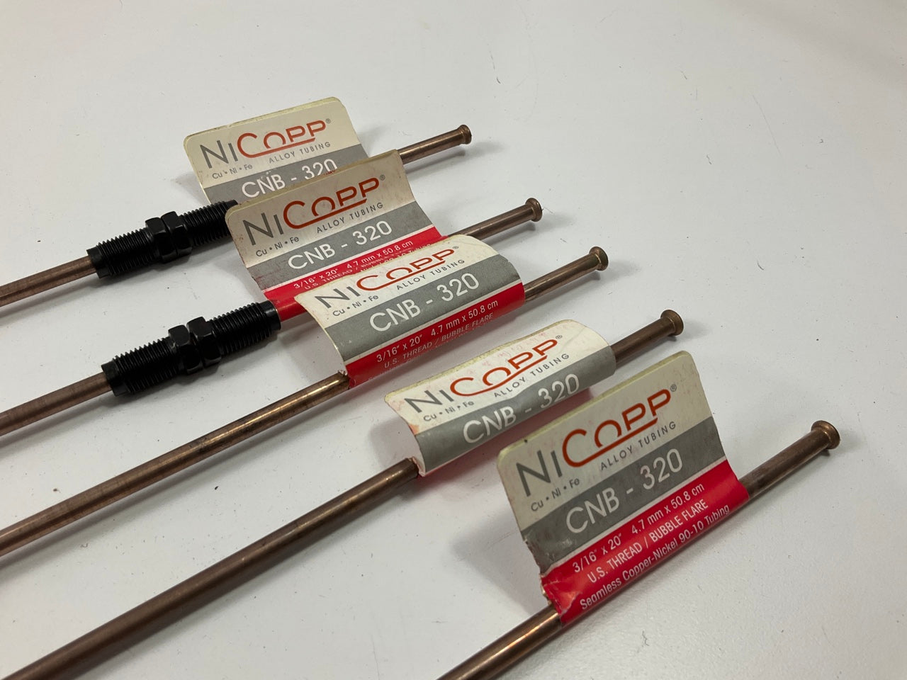 (5) AGS CNB-320 NiCopp Copper Nickel Alloy Brake Line: 20'' Long, 3/16'' Diameter
