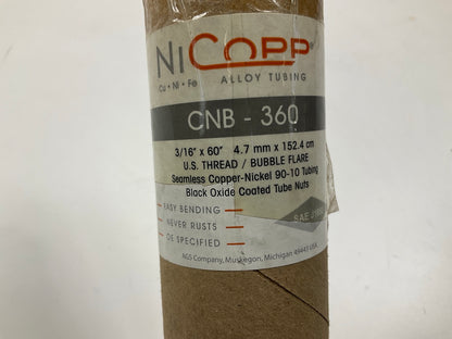 (5) AGS CNB-360 Copper Nickel Alloy Brake Line, 60'' Long 3/16'' Diameter