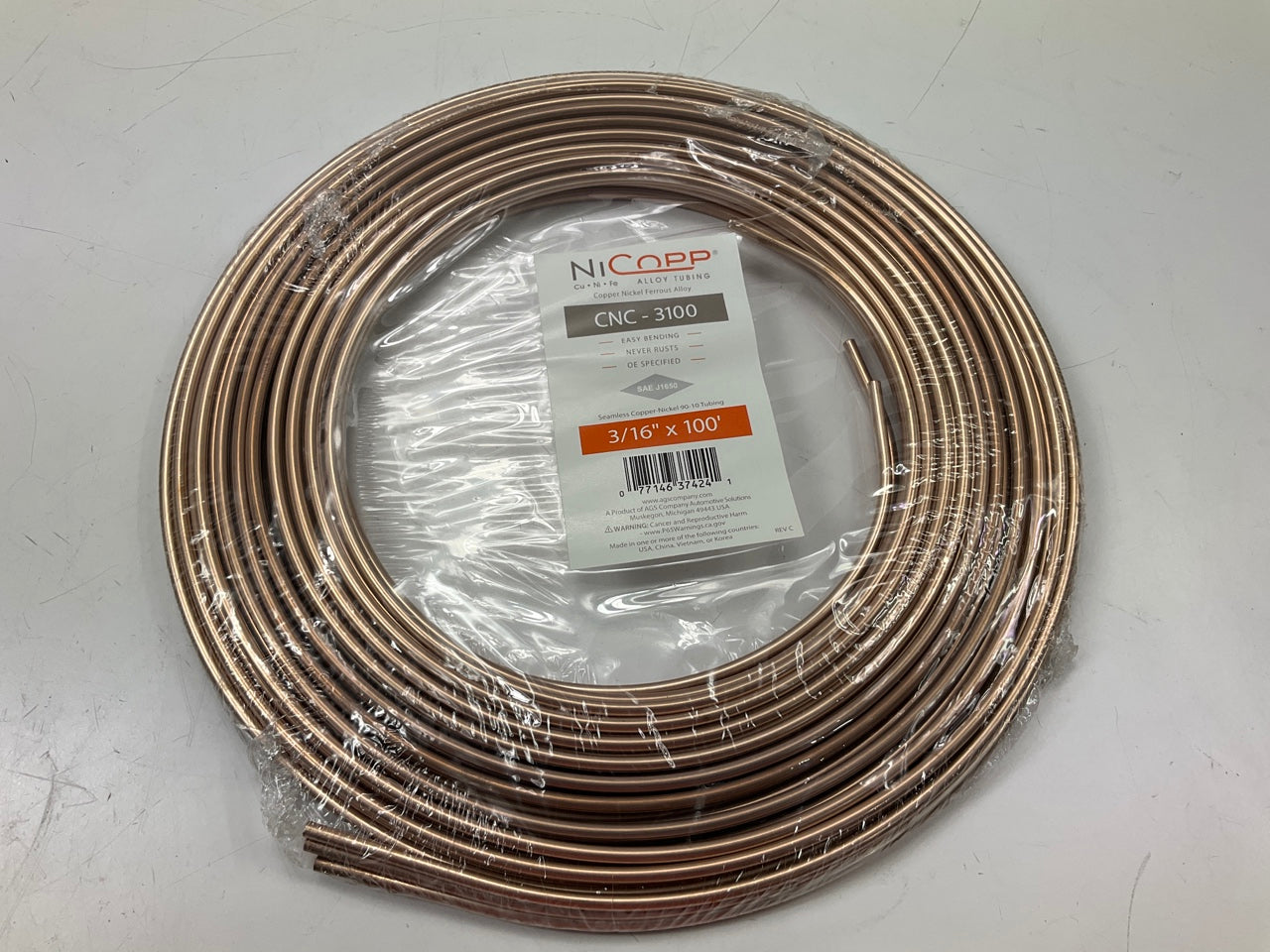 100 FT AGS CNC3100 Brake Hydraulic Bulk Line 3/16'' Tubing Copper Nickel EasyBend