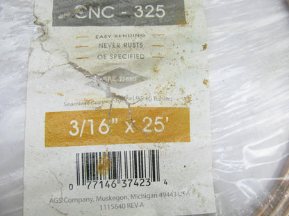 25 Feet Long - AGS CNC-325 Seamless Copper Nickle Hydraulic Brake Line 3/16'' DIA