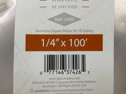 AGS CNC-4100 Nickel / Copper Brake Line Tubing Coil, 1/4'' X 100'  (100 FEET)