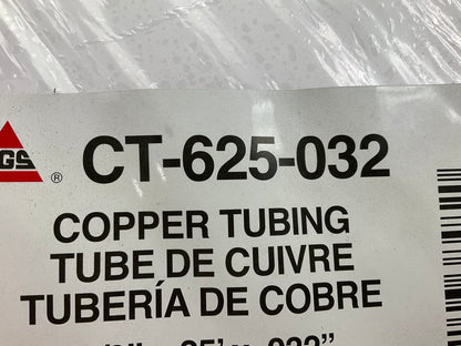 AGS CT-625-032 Copper Coil Tubing 3/8'' OD X 25' Long X .032'' Thick
