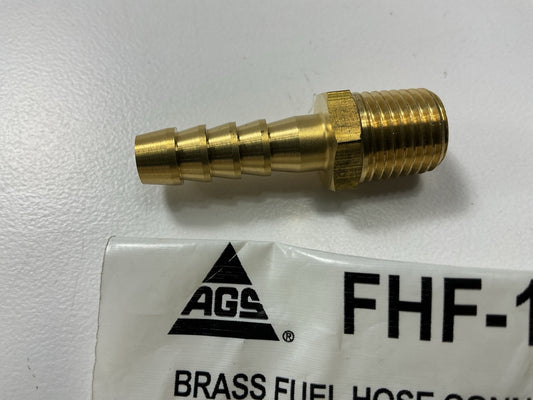 AGS FHF-14B 5/16'' Barbed Hose To 1/4'' NPT Male (1/4-18 NPTM) Brass Fitting