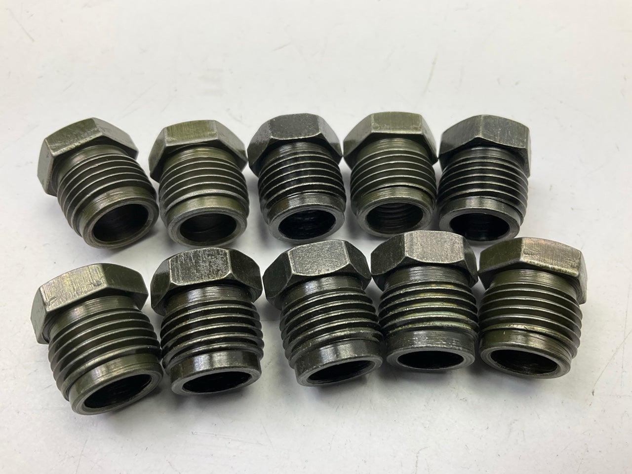 (10) AGS FLR008C Metric Brake Line Steel Tube Nuts, 3/8'' Size, (M16x1.5)