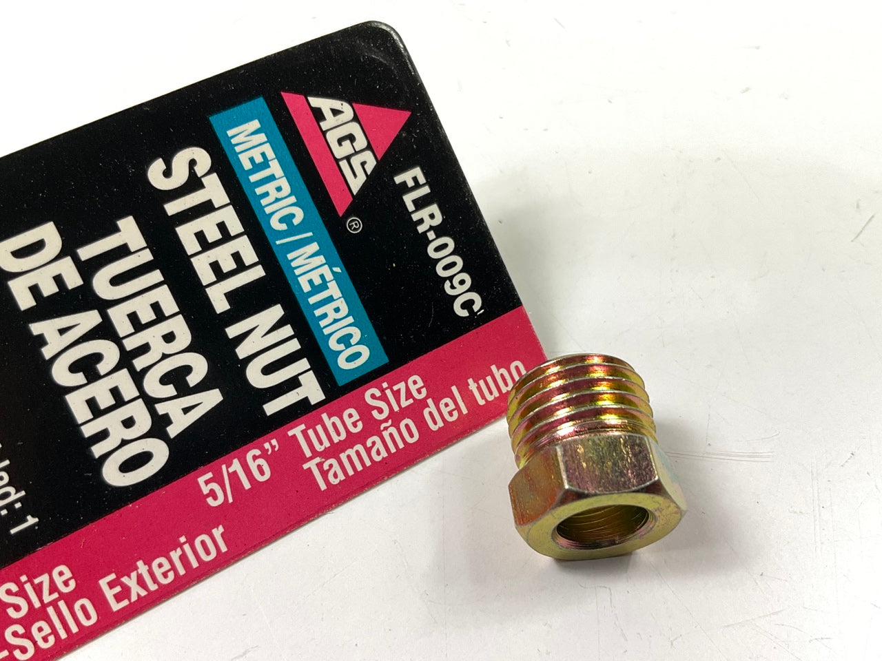 AGS FLR-009C Brake Line Steel Tube Nut, 5/16'' (M14x1.5 Surface Seal)