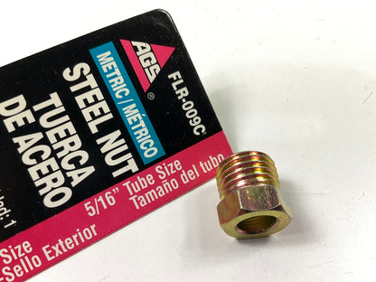 AGS FLR-009C Brake Line Steel Tube Nut, 5/16'' (M14x1.5 Surface Seal)