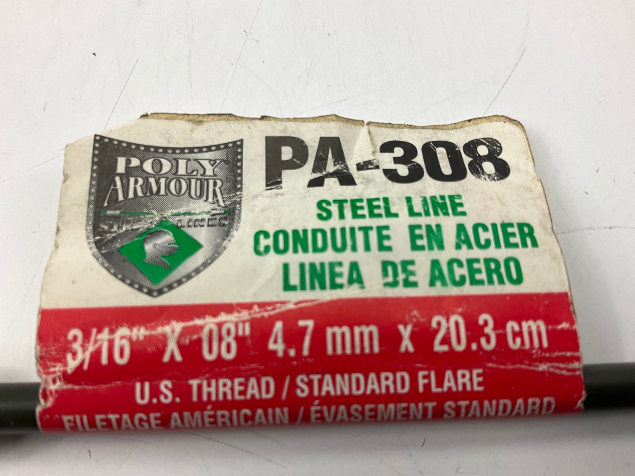 AGS PA-308 PVF Coated Steel Brake Line: 8'' Long, 3/16'' Diameter, Universal