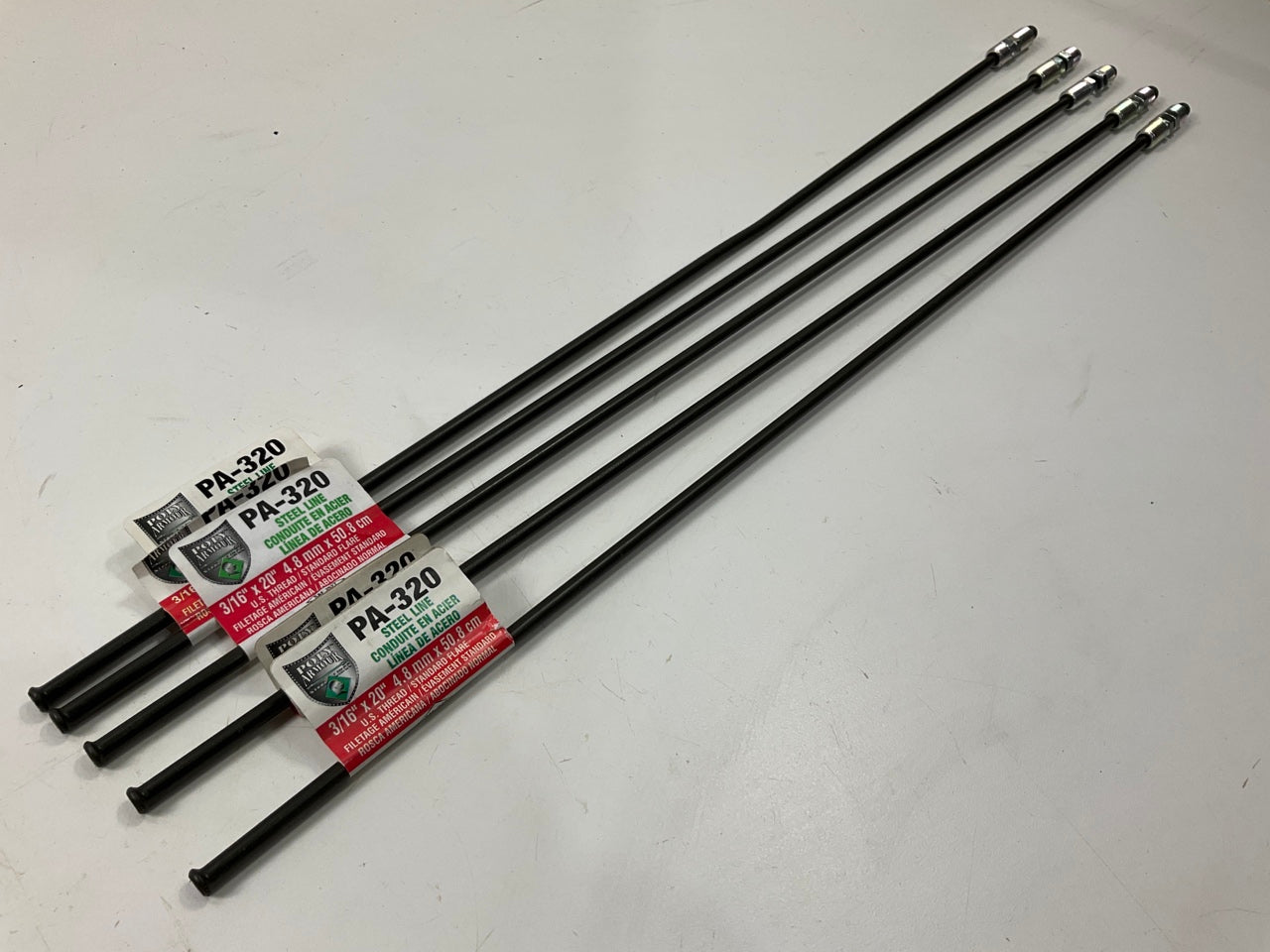 (5) AGS PA-320 Domestic Poly-Armour PVF Steel Brake Line 3/16'' X 20''