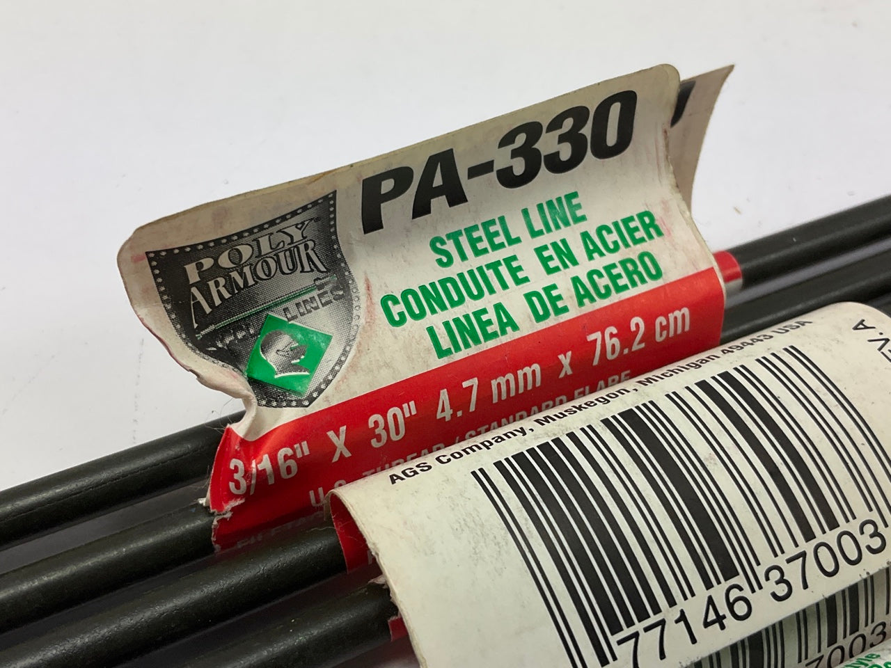 (5) AGS PA330 PVF Coated Steel Brake Line: 30'' Long, 3/16'' Diameter, Universal